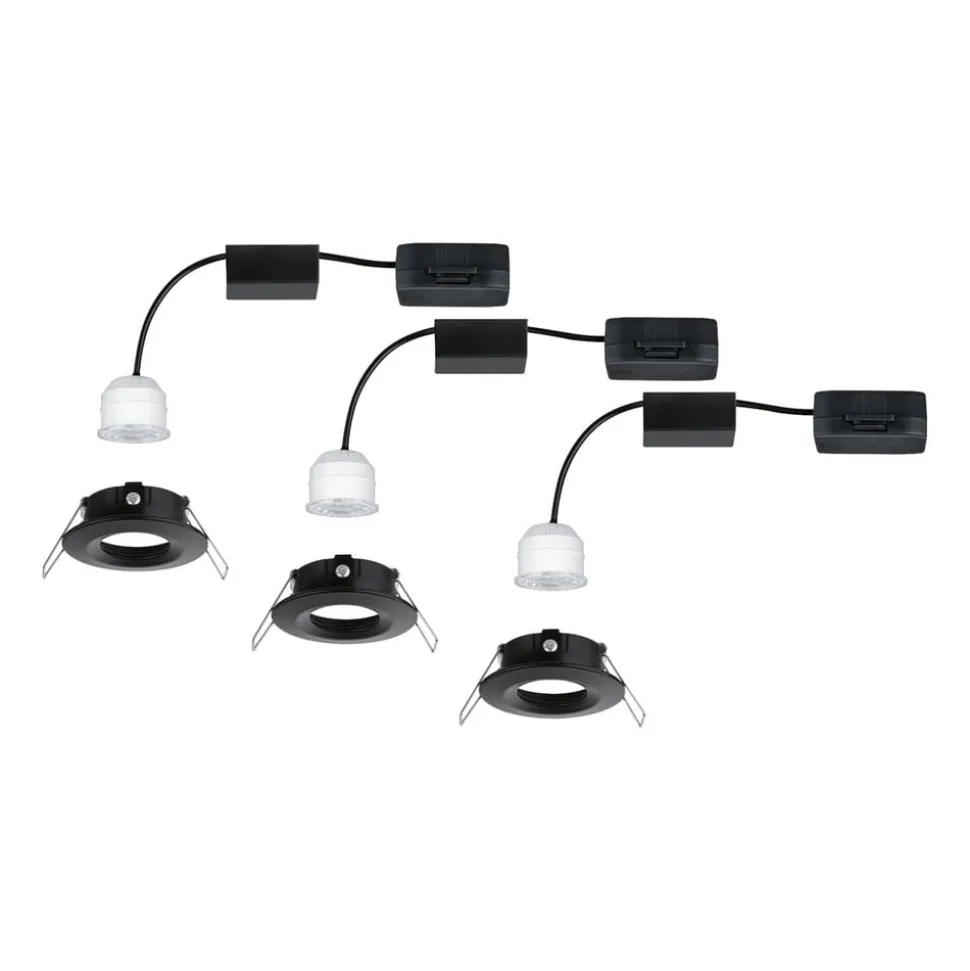Paulmann Nova Mini indbygningsspot, 3, stift, sort