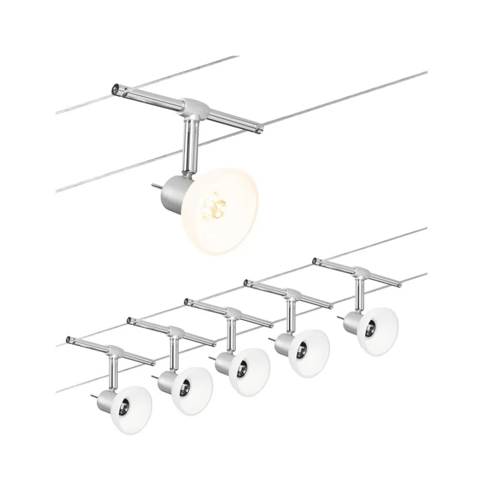 Paulmann Sheela wiresystem, 5 lyskilder, mat krom