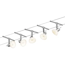Paulmann Sheela wiresystem, 5 lyskilder, mat krom