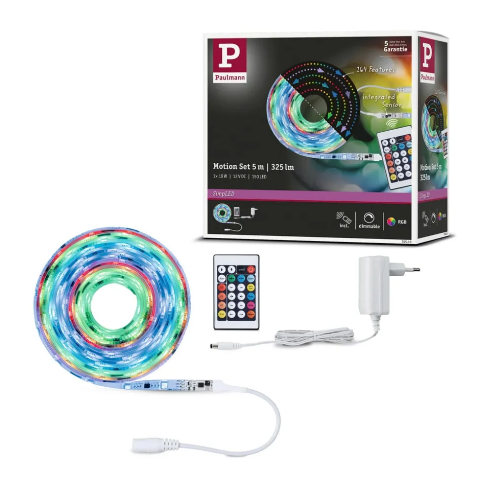 Paulmann SimpLED Motion LED-stripsæt, 5 m fjernbetjening RGB