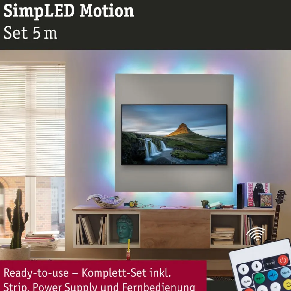 Paulmann SimpLED Motion LED-stripsæt, 5 m fjernbetjening RGB