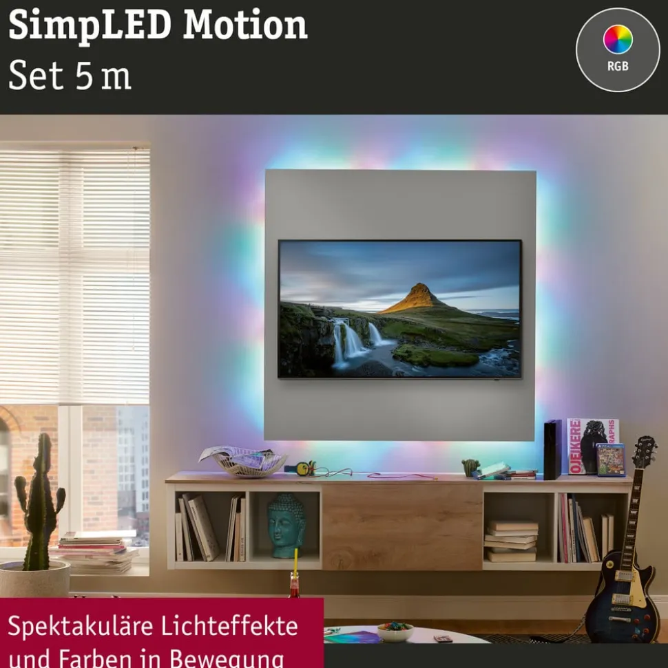 Paulmann SimpLED Motion LED-stripsæt, 5 m fjernbetjening RGB