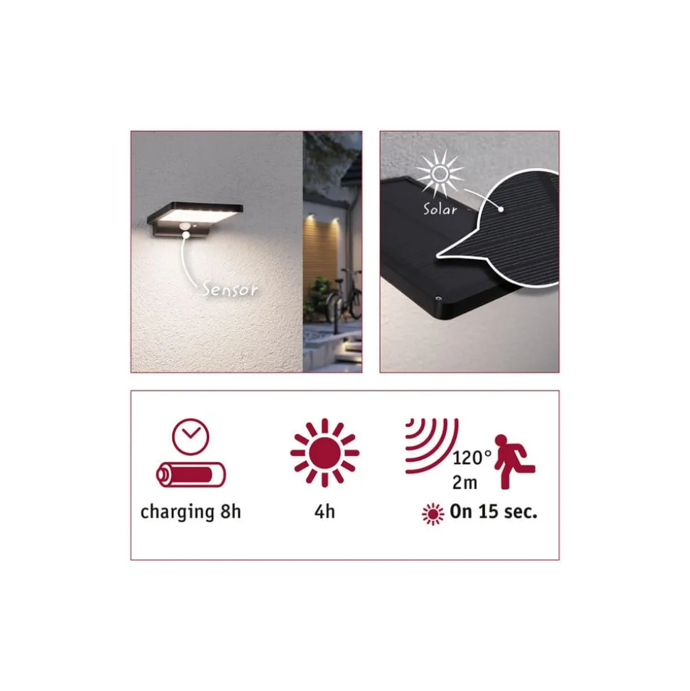 Paulmann Solveig LED-solcellevæglampe med sensor