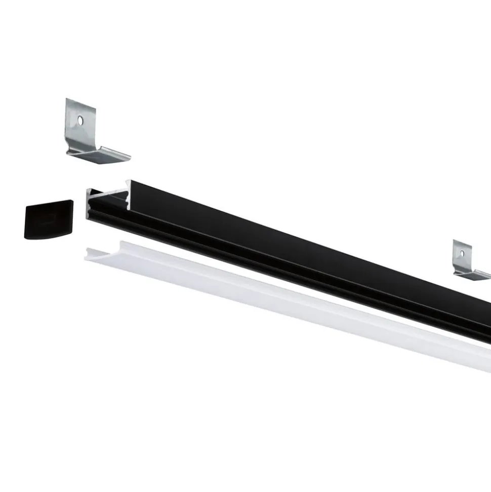 Paulmann Square Profil, sort, hvid diffusor, 2 m