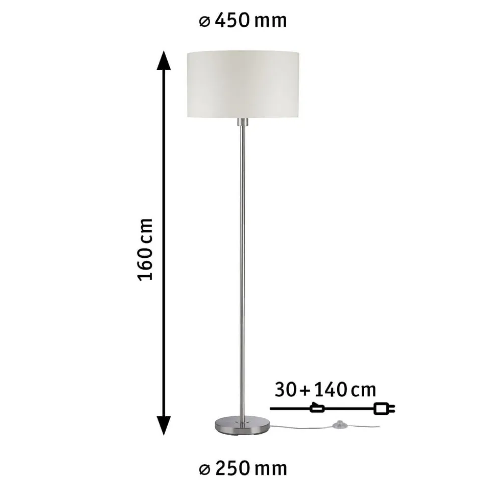 Paulmann Tessa gulvlampe, creme, børstet jern