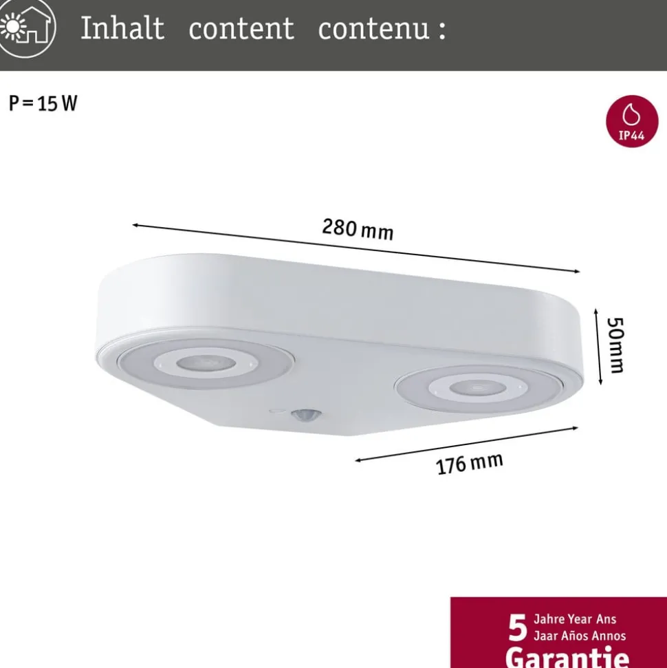 Paulmann udendørs LED-væglampe Silma hvid 2 lyskilder IP44