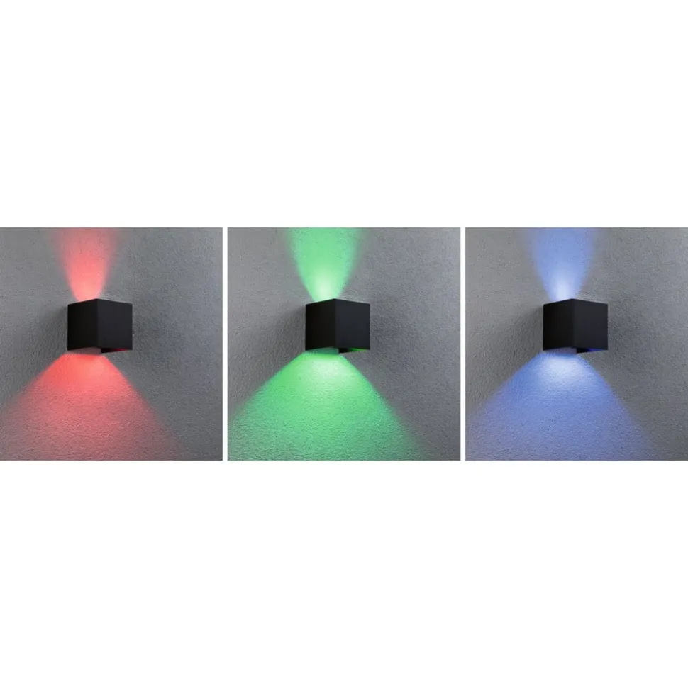 Paulmann udendørs LED-væglampe Cybo, RGBW, 10 cm, antracit