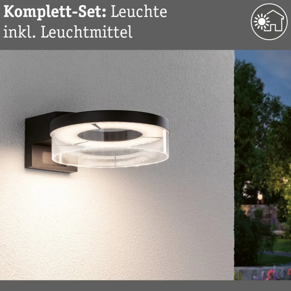 Paulmann udendørs LED-væglampe Capera, antracit, IP44