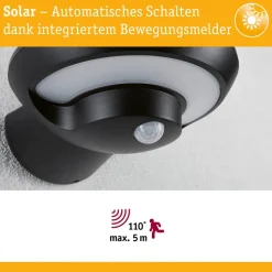 Paulmann udendørs LED-væglampe Bordola, sensor, antracit