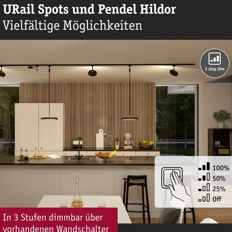 Paulmann URail Hildor LED-pendel 3.000K sort