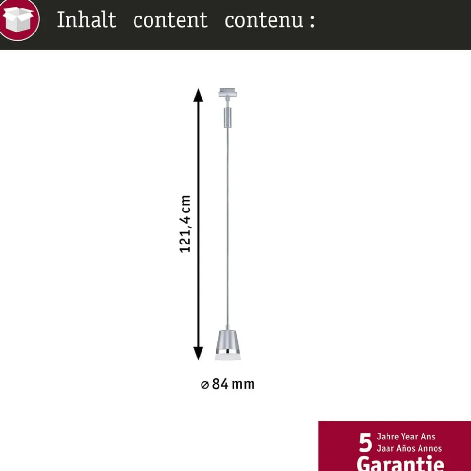 Paulmann URail hængelampe Cone, krom mat, GU10