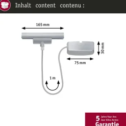 Paulmann URail kabelføring Zigbee 1 m, krom mat