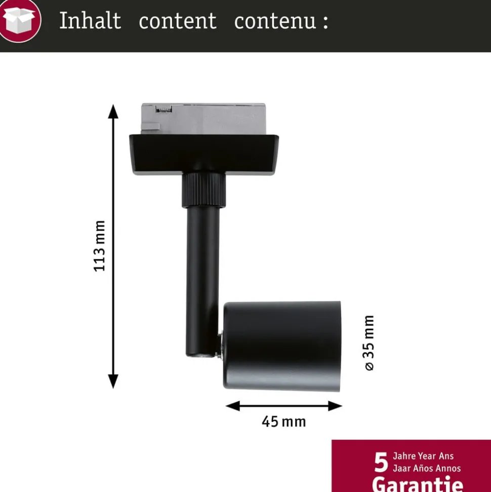 Paulmann URail skinnespot Salt, sort mat, GU10
