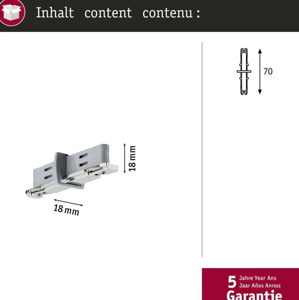 Paulmann URail strømafbryder, sølv, plast, metal