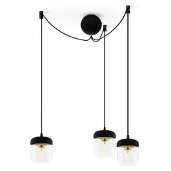 Pendellampe Acorn 3 lyskilder sort og messing