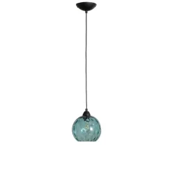 Pendellampe Benek, blå, glas, Ø 20 cm, E27