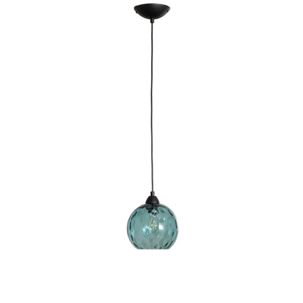 Pendellampe Benek, blå, glas, Ø 20 cm, E27