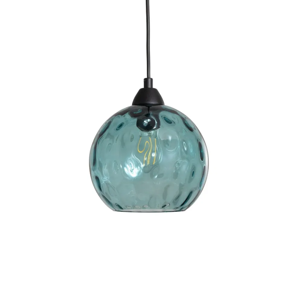 Pendellampe Benek, blå, glas, Ø 20 cm, E27