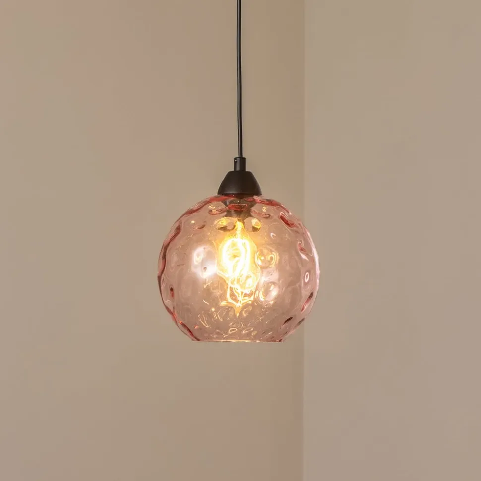 Pendellampe Benek, pink, glas, Ø 20 cm, E27
