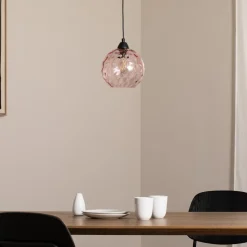 Pendellampe Benek, pink, glas, Ø 20 cm, E27