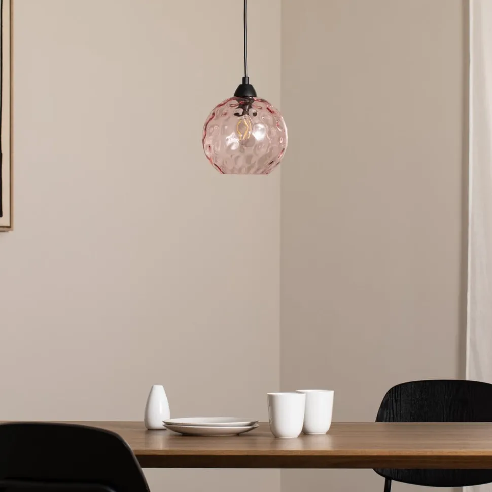 Pendellampe Benek, pink, glas, Ø 20 cm, E27