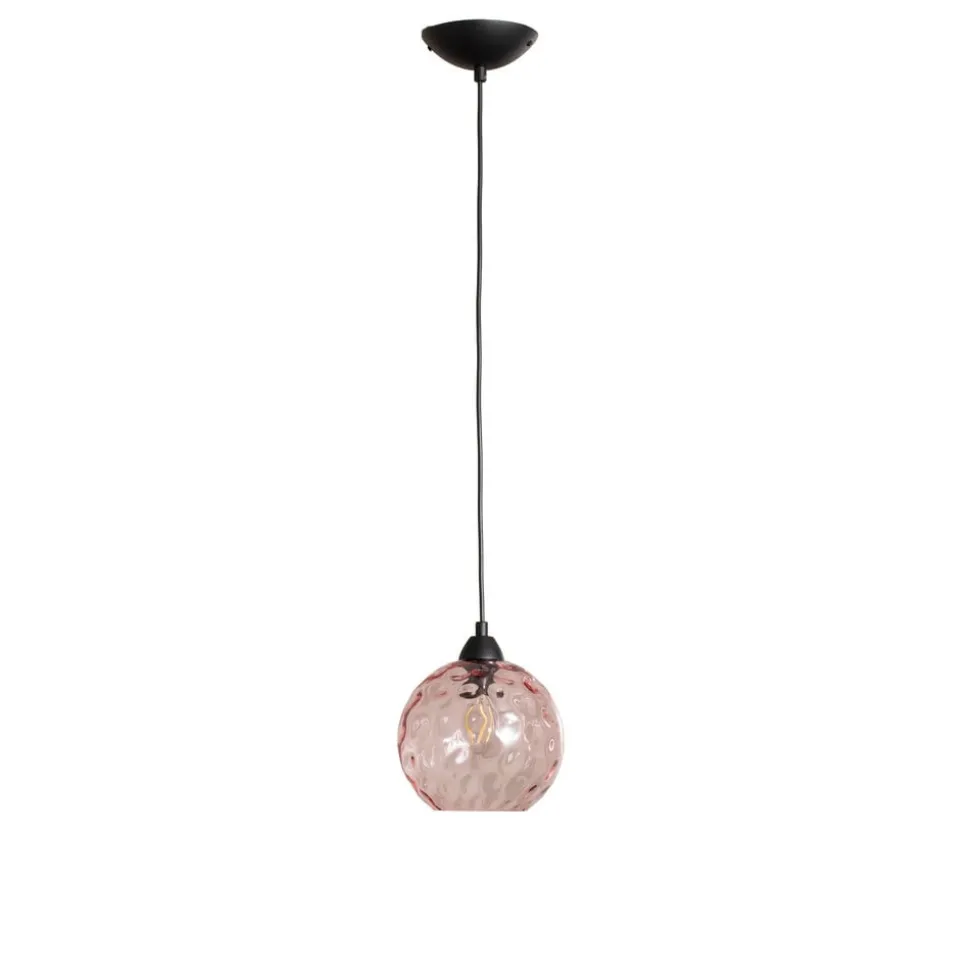 Pendellampe Benek, pink, glas, Ø 20 cm, E27