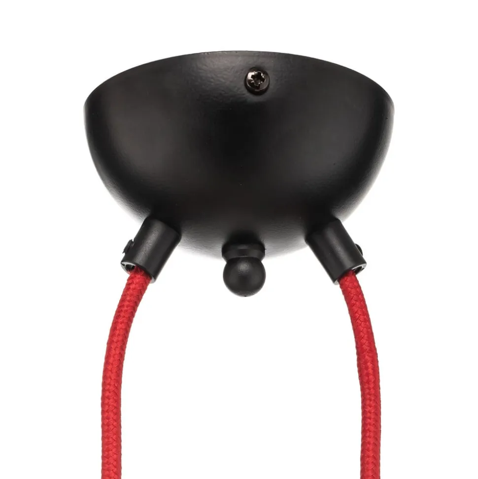 Pendellampe Bobi 2 i sort, kabel rød, 2 lyskilder.