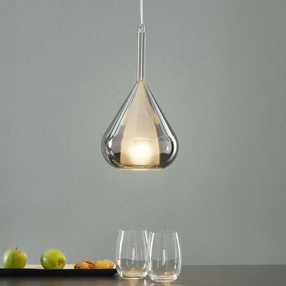 Pendellampe lilla, røggrå, 1-lys, glas