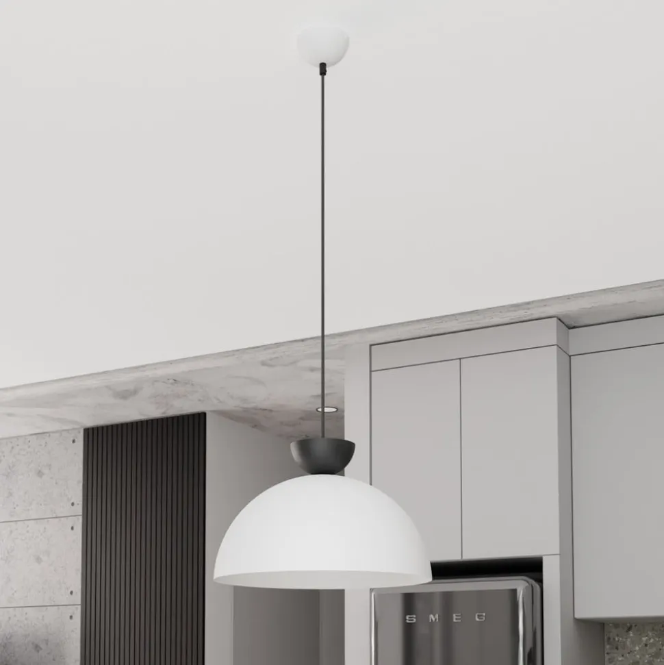 Pendellampe Lunaro, hvid, Ø 40 cm, metal