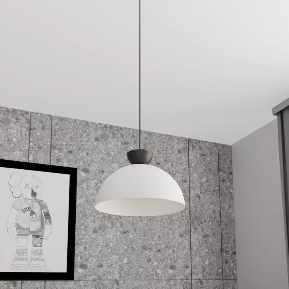 Pendellampe Lunaro, hvid, Ø 40 cm, metal