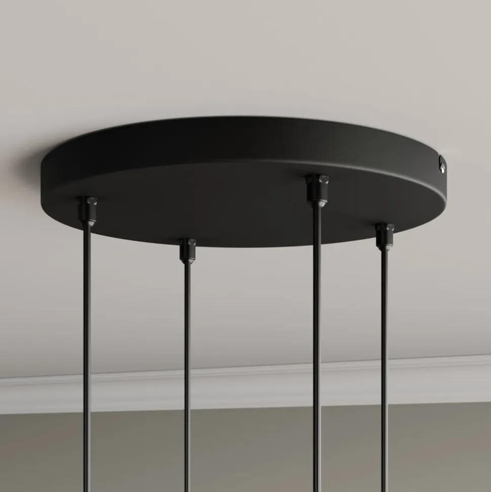 Pendellampe Midnight i sort/kobber 4 lyskilder, rund