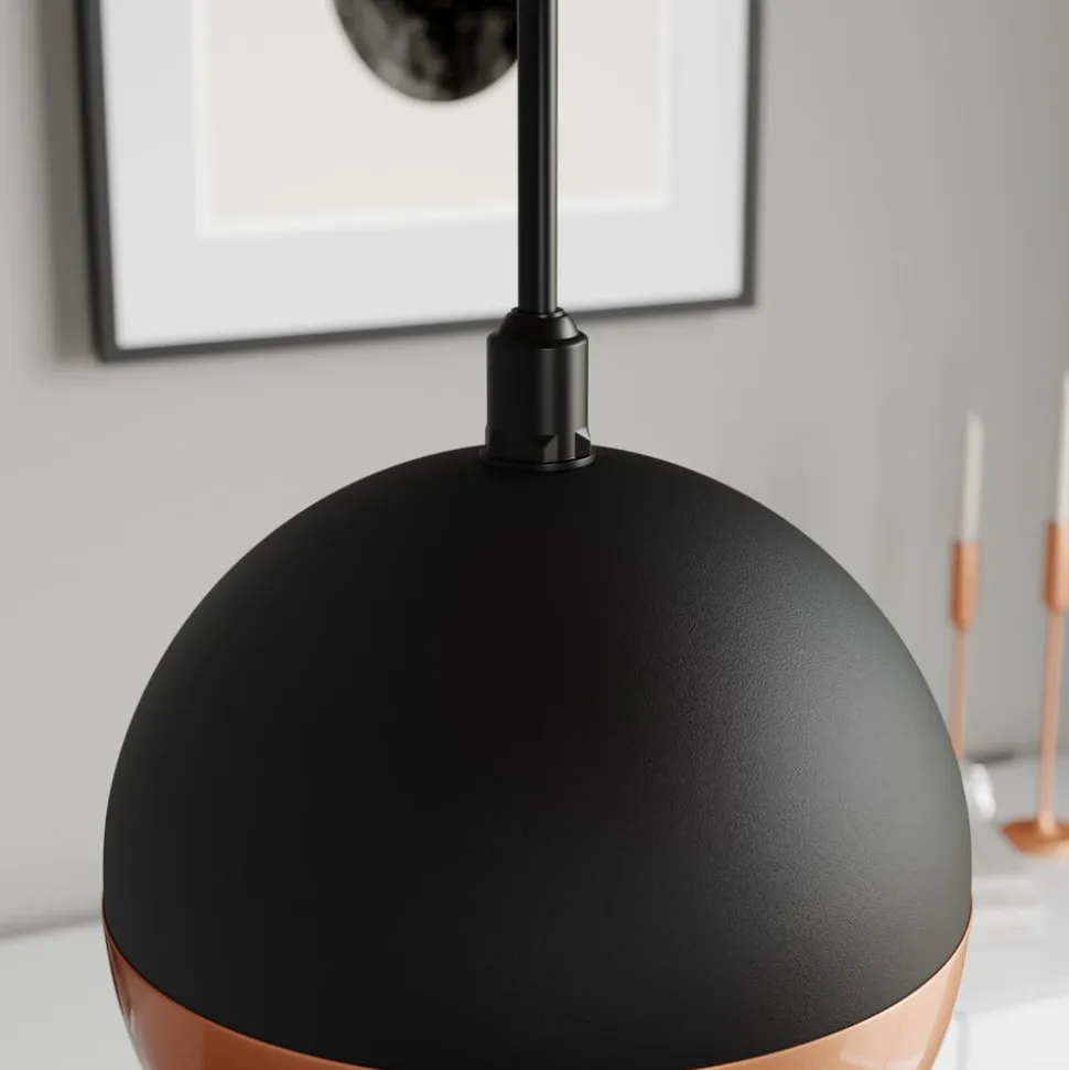 Pendellampe Midnight i sort/kobber 4 lyskilder, rund