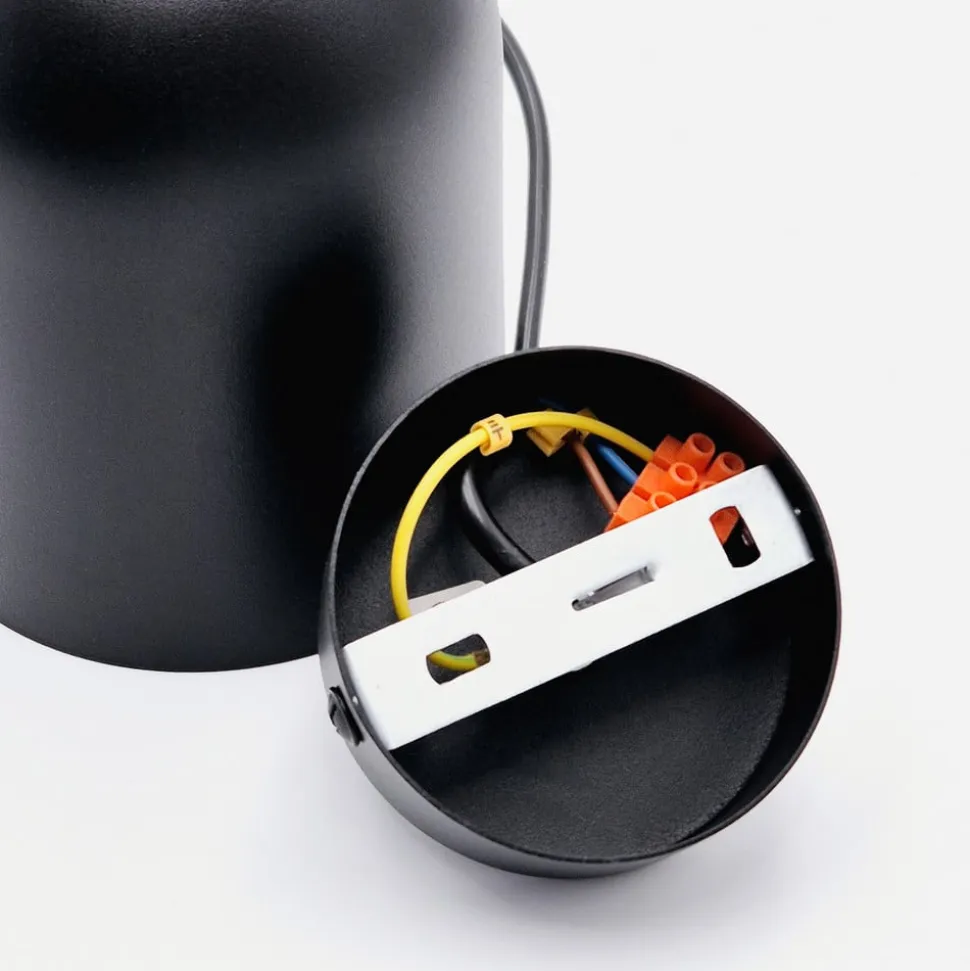 Pendellampe Nolan, Ø 11 cm, sort/eg, metal/træ