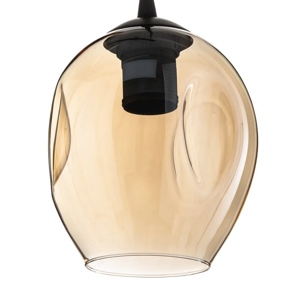 Pendellampe Starla, glas grafit/amber/klar, 3 lyskilder, rund