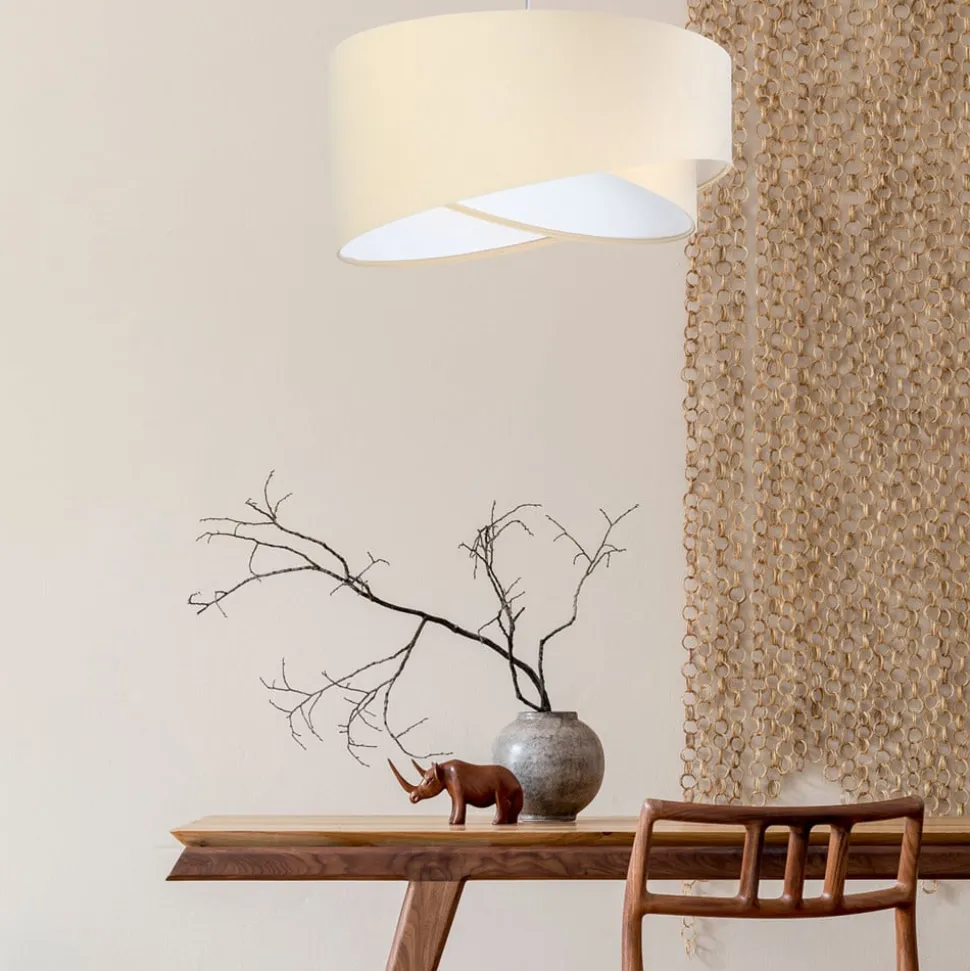 Pendellampe Vivien, tofarvet, beige/hvid