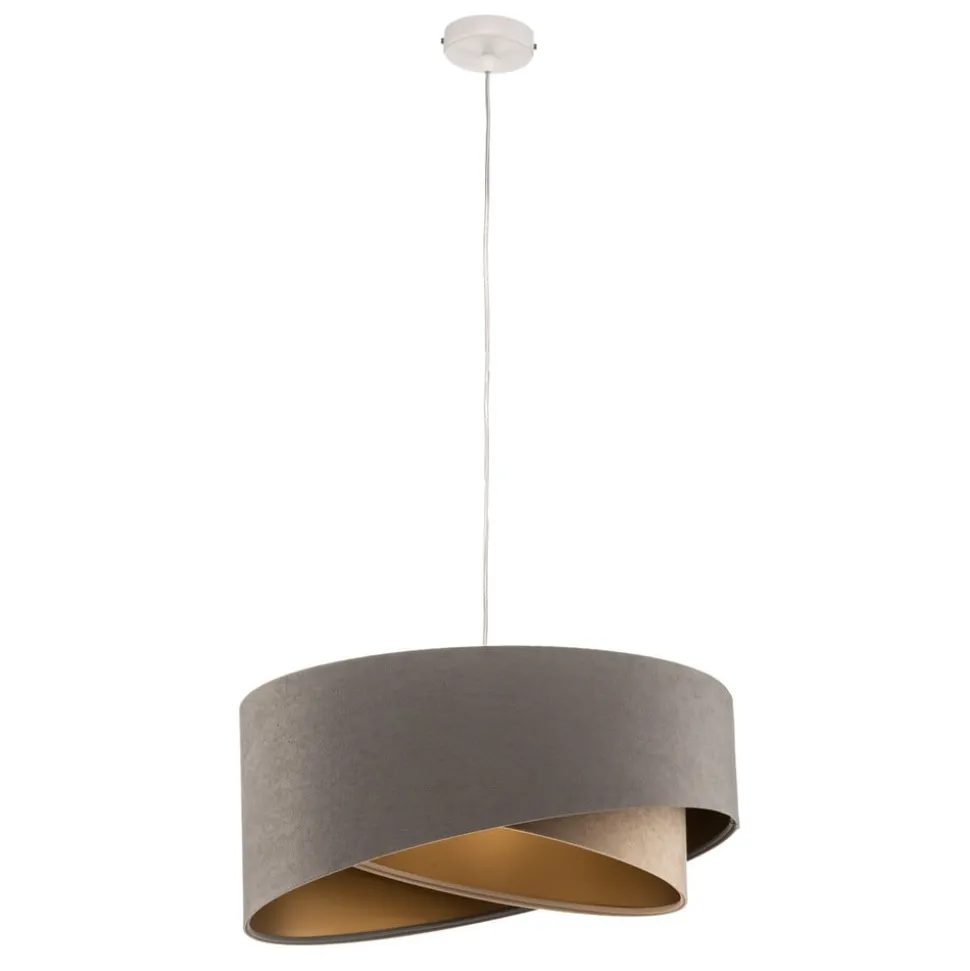 Pendellampe Vivien trefarvet grå/beige/guld