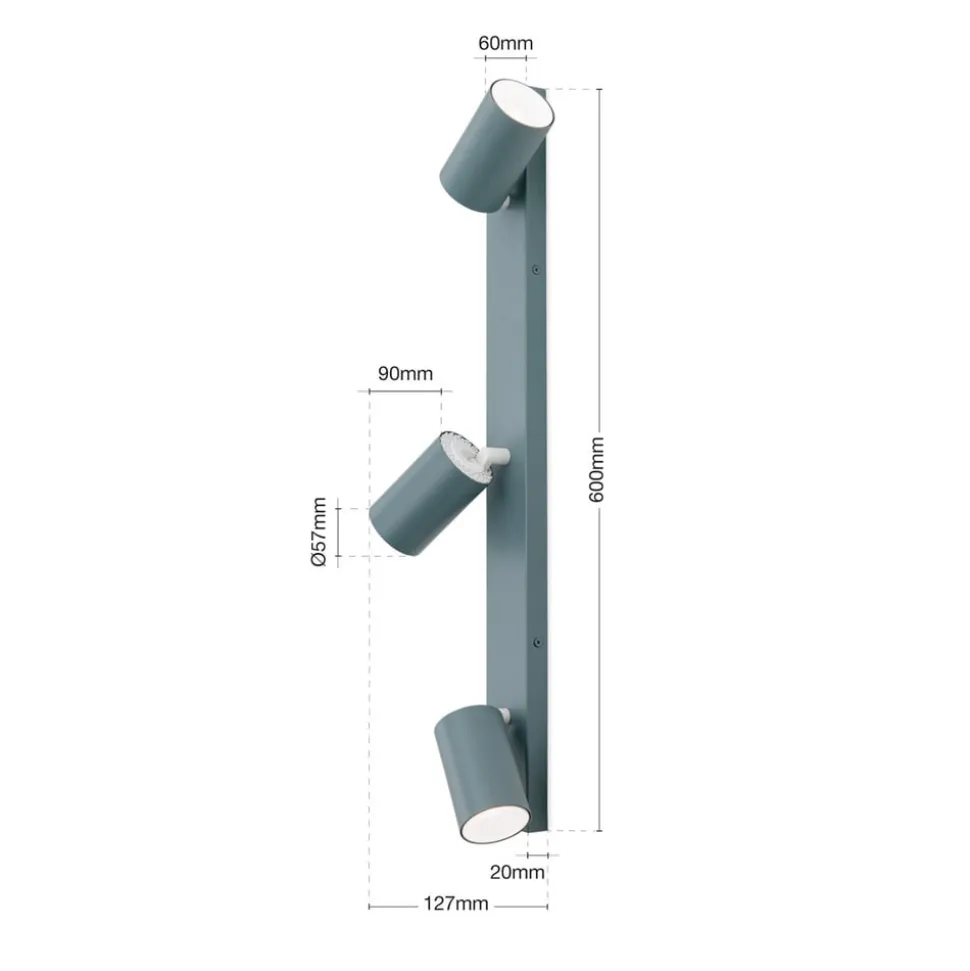 Penn loftspot, lysegrøn, længde 60 cm, stål/aluminium