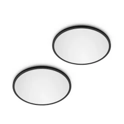 Philips LED SuperSlim 2-pak sort IP44 Ø 30 cm 2.700 K