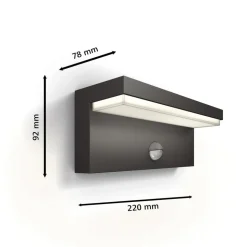 Philips LED udendørs væglampe Bustan UE, sensor, 4.000 K