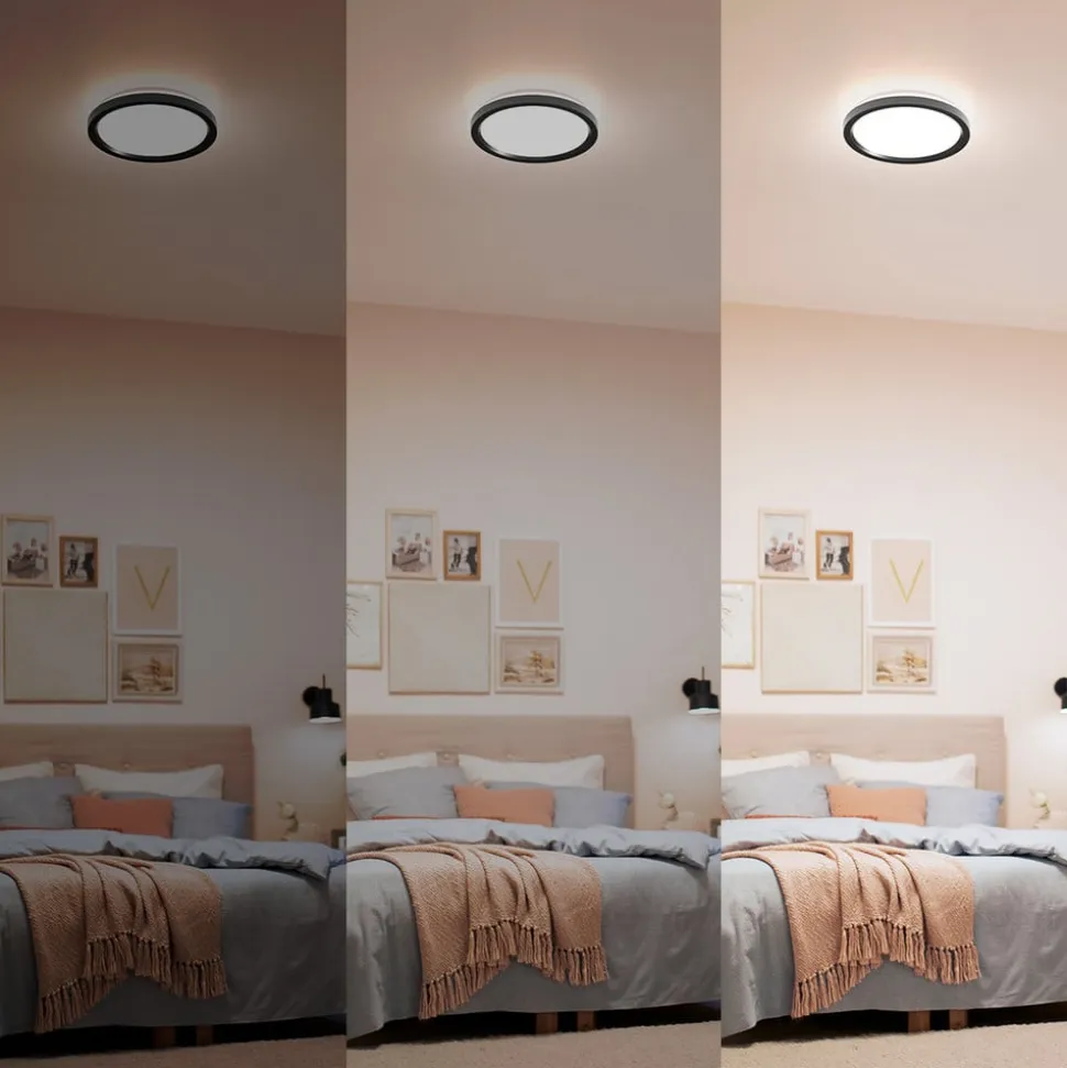 Philips LED-loftlampe Aio RD sort Ø 30 cm fjernbetjening