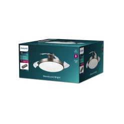 Philips LED-loftventilator Atlas, nikkel, støjsvag, CCT