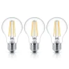 Philips LED-pære Classic E27 A60 7W 827 klar 3stk.