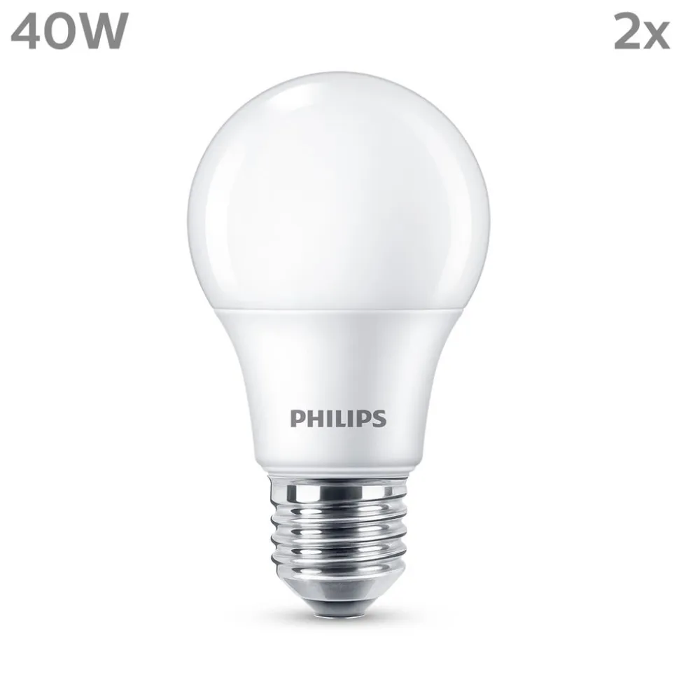 Philips LED-pære E27 4,9 W 470lm 2.700 K mat 2 stk