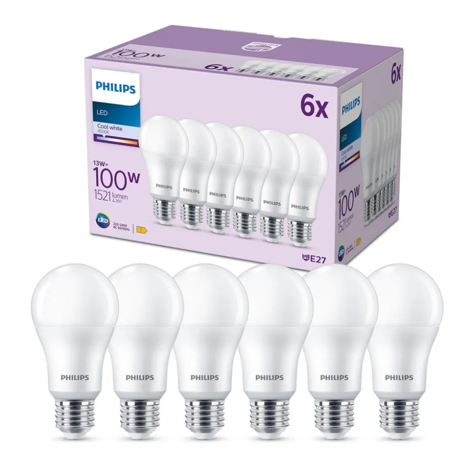 Philips LED-pære E27 13 W 1.521lm 4.000 K mat 6
