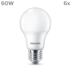Philips LED-pære E27 8 W 806lm 2.700 K mat 6 stk