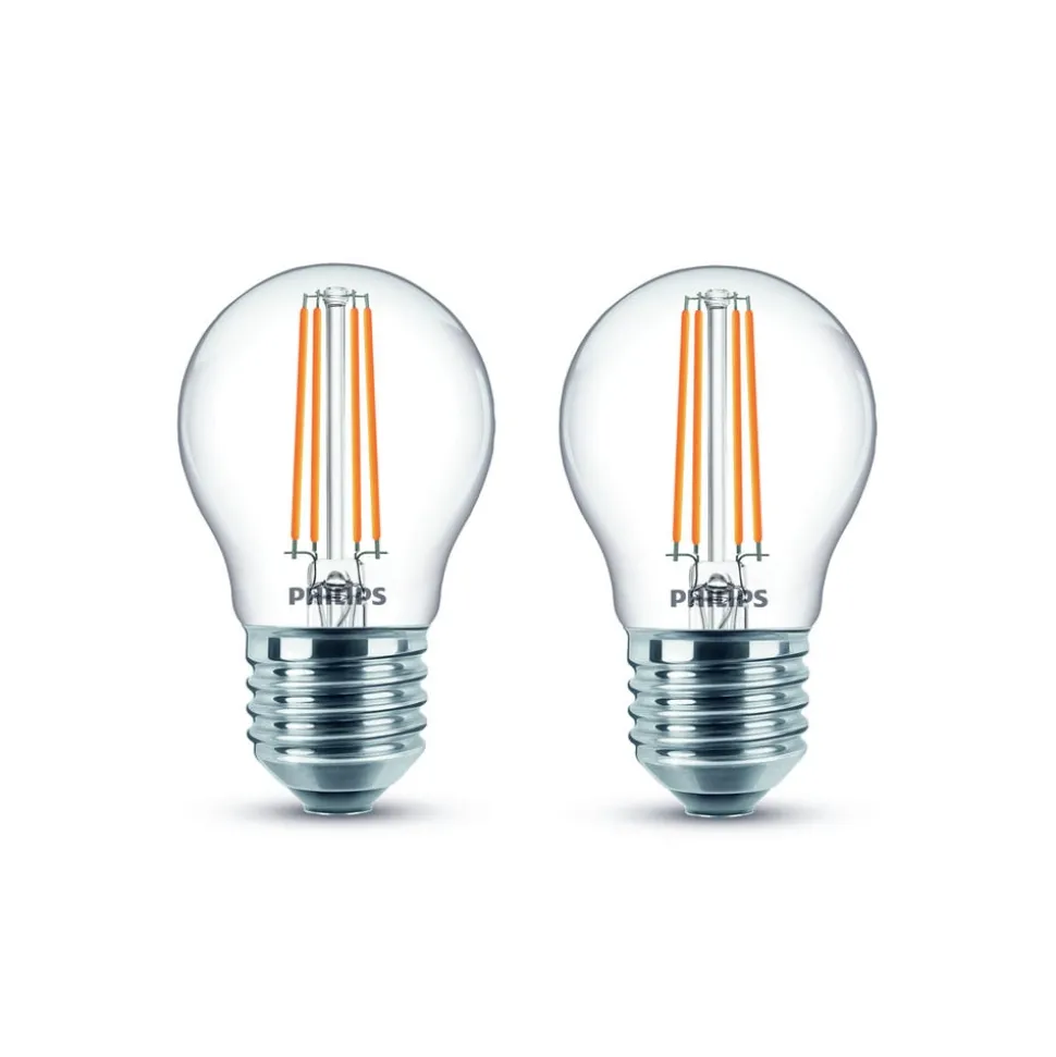 Philips LED-pære E27 P45 4,3 W filament 2.700 K, 2