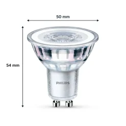 Philips LED-pære GU10 4,6W 355lm 827 klar 36° 6 stk