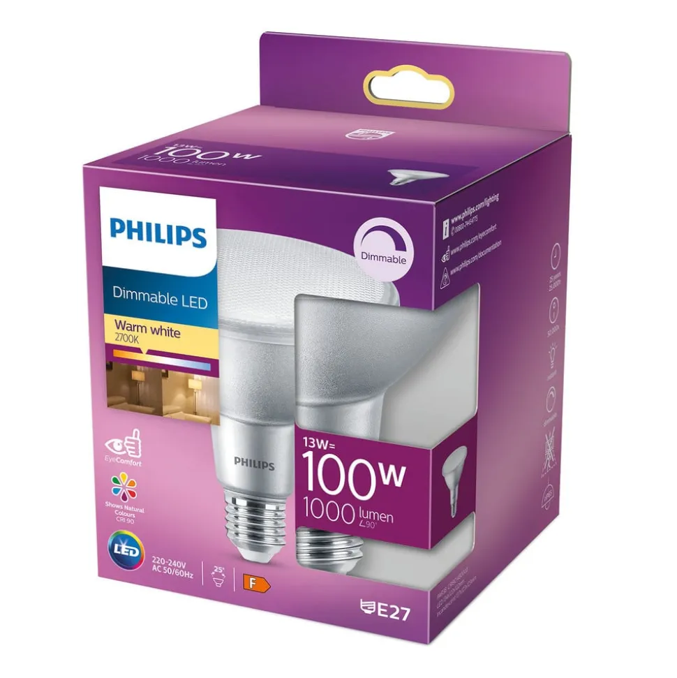 Philips LED-reflektorpære E27 PAR38 13W 827 dæmpbar