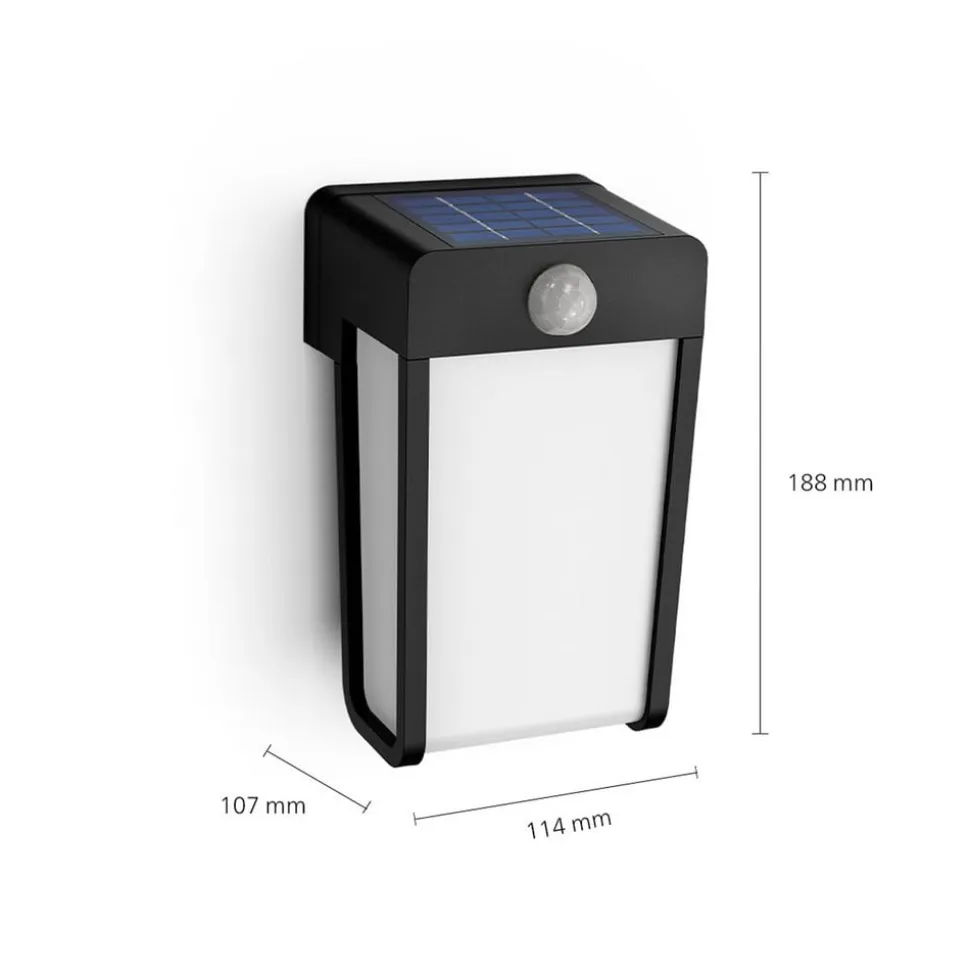 Philips LED-solcellelampe Shroud, sort/opal, sensor