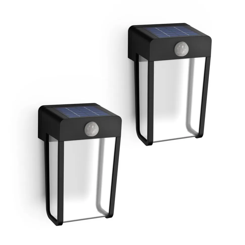 Philips LED-solcellelampe Shroud, sort/klar, 2-pak